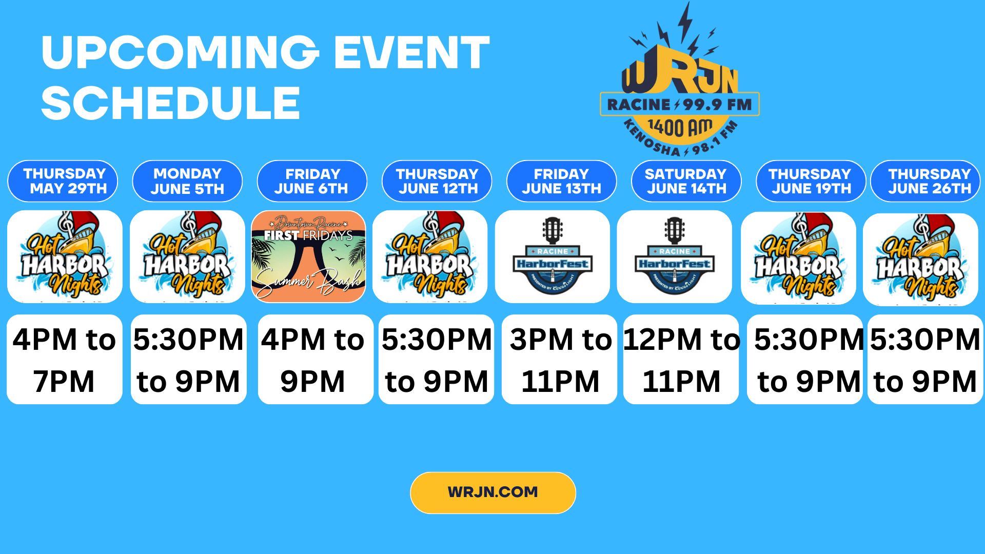 WRJN Upcoming Event Schedule